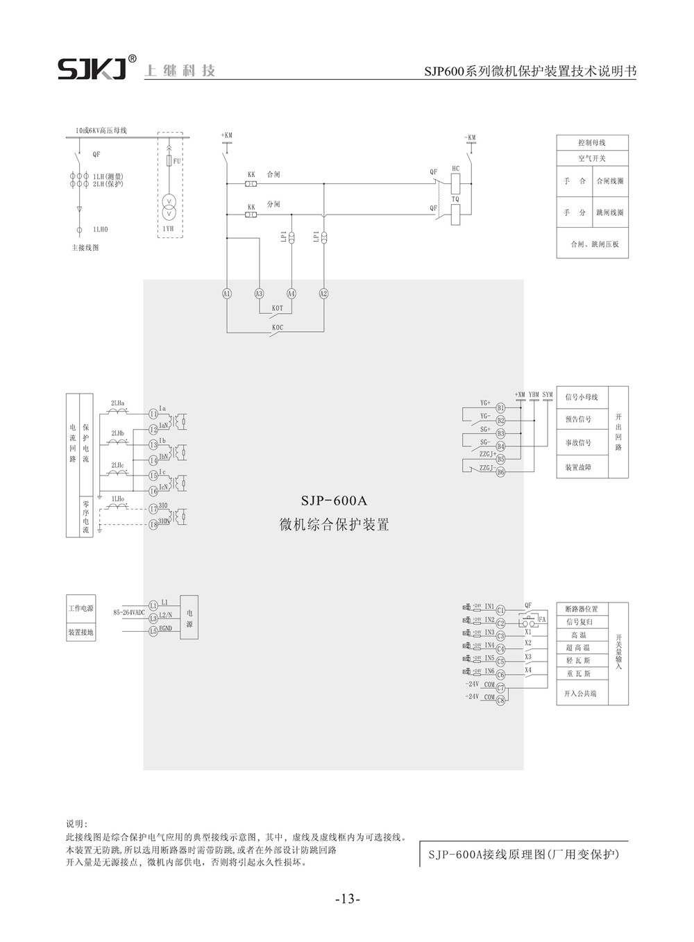 SJP-600A微機綜合保護裝置產(chǎn)品參數(shù)圖片三
