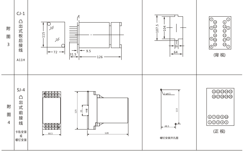 JSW-32靜態(tài)雙位置繼電器外形及開(kāi)孔尺寸圖2 JSW-32靜態(tài)雙位置繼電器外形及開(kāi)孔尺寸圖2