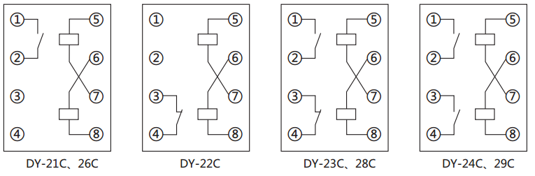 DY-28C電壓繼電器內(nèi)部接線(xiàn)圖