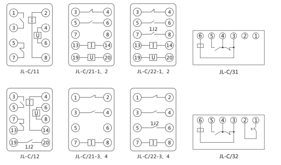JL-C/11反時(shí)限電流繼電器內(nèi)部接線及外引接線圖(正視圖) JL-C/11反時(shí)限電流繼電器內(nèi)部接線及外引接線圖(正視圖)