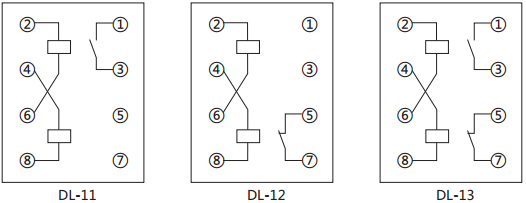 DL-11電流繼電器內(nèi)部接線及外引接線圖(背視圖) DL-11電流繼電器內(nèi)部接線及外引接線圖(背視圖)