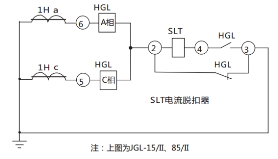 JGL-81/Ⅱ二相靜態(tài)反時限過流繼電器典型應用接線圖 JGL-81/Ⅱ二相靜態(tài)反時限過流繼電器典型應用接線圖