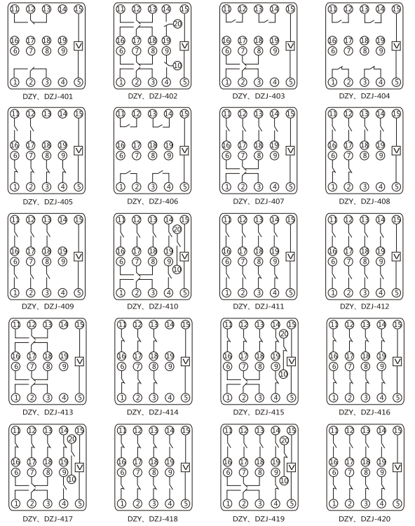 DZS-436導(dǎo)軌式中間繼電器內(nèi)部端子外引接線圖(正視) DZS-436導(dǎo)軌式中間繼電器內(nèi)部端子外引接線圖(正視)