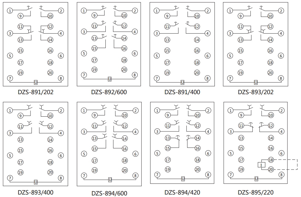 DZS-892延時中間繼電器內(nèi)部接線圖及外引接線圖(背視) DZS-892延時中間繼電器內(nèi)部接線圖及外引接線圖(背視)