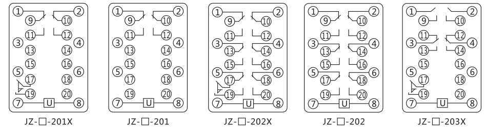 JZY(J)-16靜態(tài)中間繼電器內(nèi)部接線圖及外引接線圖 JZY(J)-16靜態(tài)中間繼電器內(nèi)部接線圖及外引接線圖