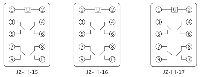 JZY(J)-220靜態(tài)中間繼電器內(nèi)部接線圖及外引接線圖 JZY(J)-220靜態(tài)中間繼電器內(nèi)部接線圖及外引接線圖