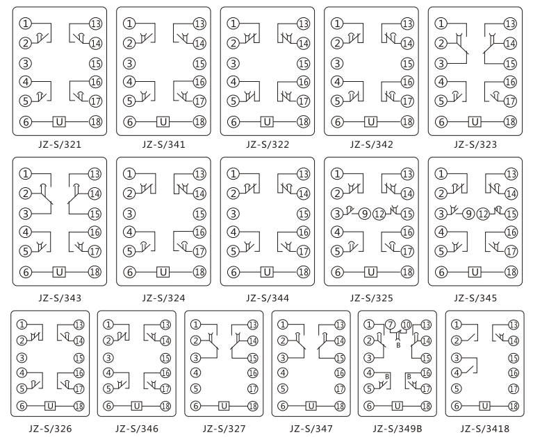 JZ-S/145靜態(tài)可調延時中間繼電器內部接線圖及外引接線圖 JZ-S/145靜態(tài)可調延時中間繼電器內部接線圖及外引接線圖