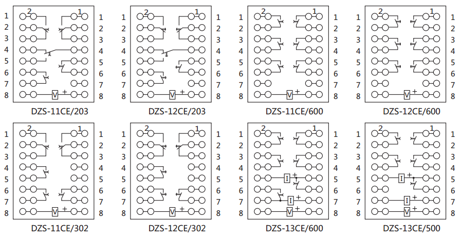 DZS-13CE/500延時(shí)中間繼電器內(nèi)部接線圖及外引接線圖 DZS-13CE/500延時(shí)中間繼電器內(nèi)部接線圖及外引接線圖