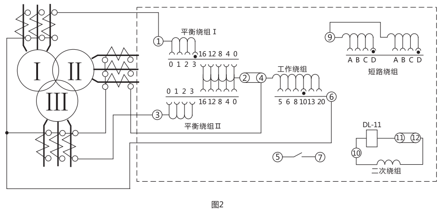 BCH-2差動繼電器外接線圖 BCH-2差動繼電器外接線圖